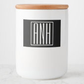 Bloed modern 3 Initialen monogram | Zwart wit Voedselcontainer Etiket (Voorkant)