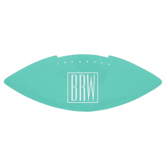 Bloed Moderne 3 Initialen Monogram| Wit op Aqua American Football (Paneel)