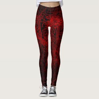 Bloed Red Circuit Board Veinen Leggings