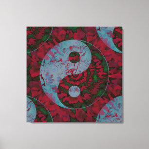 Bloed Red Yin Yang Symbol Art Canvas Afdruk