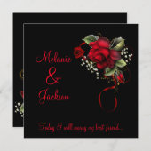 Bloed rode rozen na de bruiloft kaart (Voorkant / Achterkant)