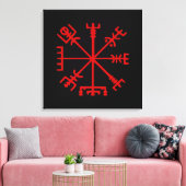 Bloed rode vísir (Viking Compass) Canvas Afdruk (Insitu (Woonkamer))