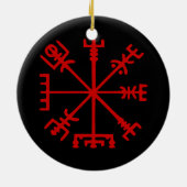 Bloed rode vísir (Viking Compass) Keramisch Ornament (Achterkant)
