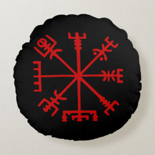 Bloed rode vísir (Viking Compass) Rond Kussen