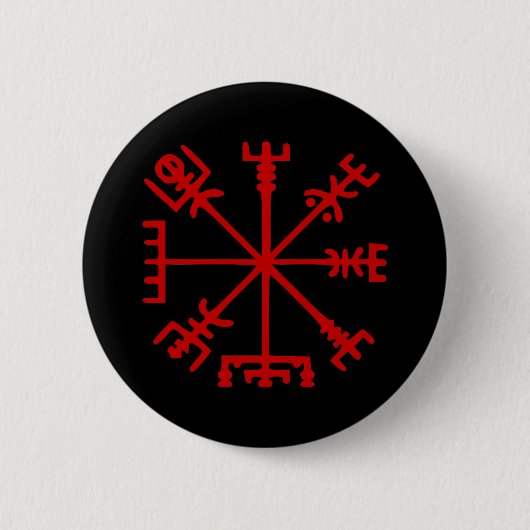 Bloed rode vísir (Viking Compass) Ronde Button 5,7 Cm (Voorkant)