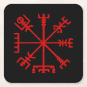 Bloed rode vísir (Viking Compass) Vierkante Kartonnen Onderzetter (Voorkant)