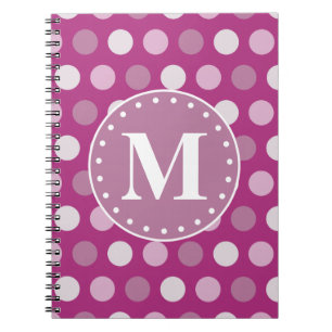 Bloed roze Paarse poladots monogram Notitieboek