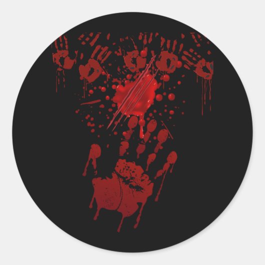 Bloed Splatter Bloedige Handafdruk Rode Hand Zombi Ronde Sticker (Voorkant)