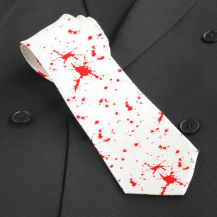 Bloed Splatter Rood & Wit Halloween Stropdas