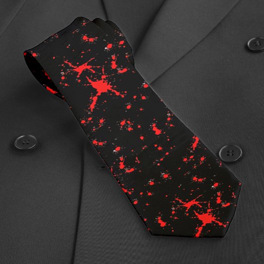Bloed Splatter Rood & Zwart Halloween Stropdas
