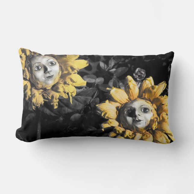 Bloed thee en rode string gelukkig zonnebloem kuss kussen (Voorkant)