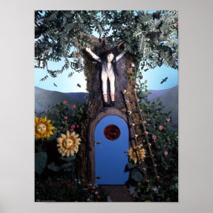 Bloed thee en rode string pop in de boom print