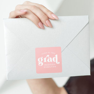 Bloed Typografie Blush Pink Afstuderen Vierkante Sticker