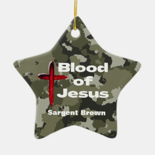 Bloed van Jesus Green Camo gepersonaliseerd gebed Keramisch Ornament