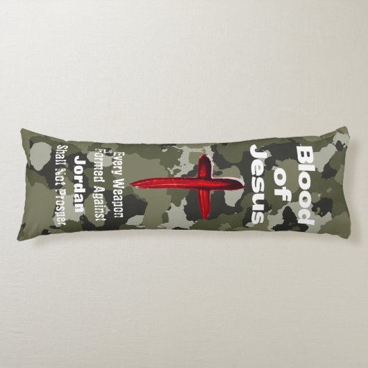 Bloed van Jezus Groene Camo Gepersonaliseerd gebed Lichaamskussen (Voorkant)