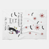 Bloed van mijn vijanden, JK wijn, zwarte kat Theedoek (Horizontaal)