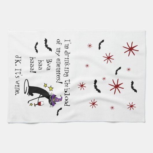 Bloed van mijn vijanden, JK wijn, zwarte kat Theedoek (Horizontaal)