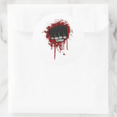 Bloed vuist ronde sticker (Tas)