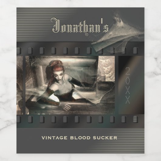 Bloed zuigen Vampier Horror Film Wijn Etiket (Enkel label)