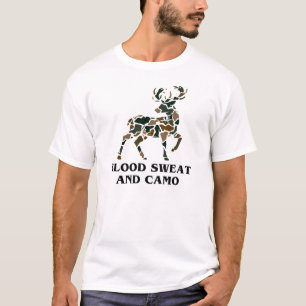 Bloed zweet en camo jacht op herten t-shirt