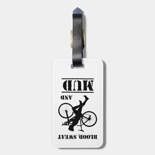 Bloed zweet en modder cyclocross bagagelabel (Achterkant verticaal)