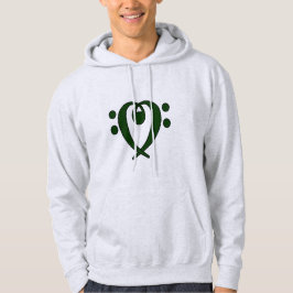 Bloeddonkergroen hart hoodie