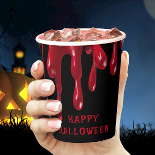 Bloeddruppel Rood & Zwart Spooky Halloween Papieren Bekers