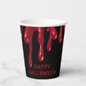 Bloeddruppel Rood & Zwart Spooky Halloween Papieren Bekers (Voorkant)