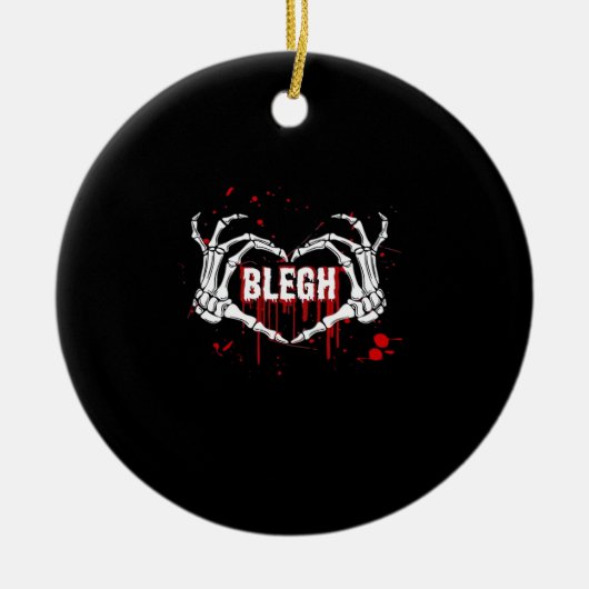 Bloederige afbraak, skelet hart handen EMO, metaal Keramisch Ornament (Voorkant)