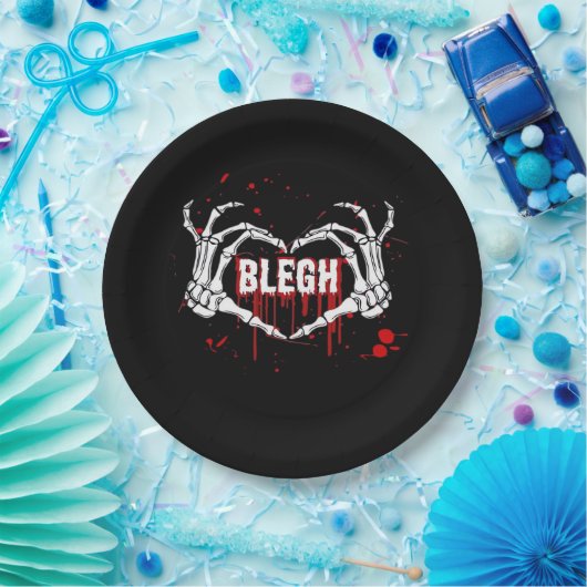 Bloederige afbraak, skelet hart handen EMO, metaal Papieren Bordje (Feest)