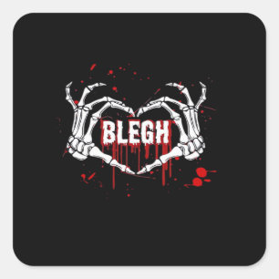 Bloederige afbraak, skelet hart handen EMO, metaal Vierkante Sticker