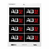 Bloedgroep AB Japans Kanji Etiket (Full Sheet)