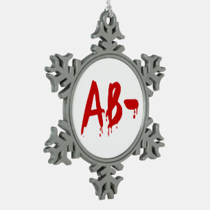 Bloedgroep AB - Negatief #Horror ziekenhuis Tin Sneeuwvlok Ornament