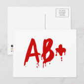 Bloedgroep AB+ Positief #Horror Hospital Briefkaart (Voorkant / Achterkant)