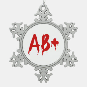 Bloedgroep AB+ Positief #Horror ziekenhuis Tin Sneeuwvlok Ornament