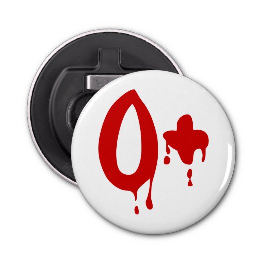 Bloedgroep O+ Positief #Horror Hospital Button Flesopener (Voorkant)