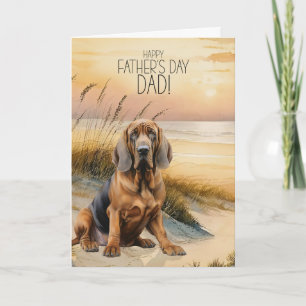 Bloedhond Hond Zonsondergang Strand Vaderdag Feestdagen Kaart