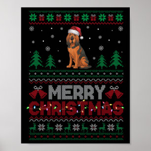Bloedhond Hondenliefhebbers Santa Hat Kerstboom Li Poster