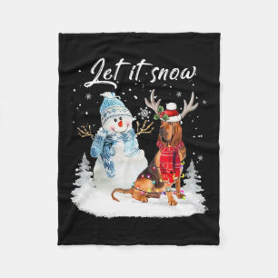 Bloedhond Kerstman Sneeuwman Xmas Pajama Fleece Deken