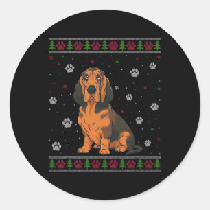 Bloedhond Kersttrui Xmas Huisdier Hond L Ronde Sticker