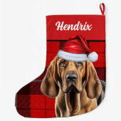 Bloedhond met Holiday Pset en Dogs Name Grote Kerstsok (Achterkant)