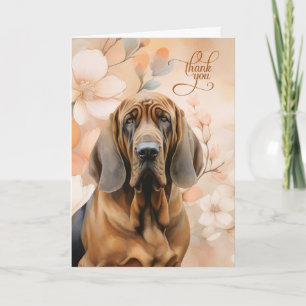 Bloedhond met perzikbloesem bedankkaart