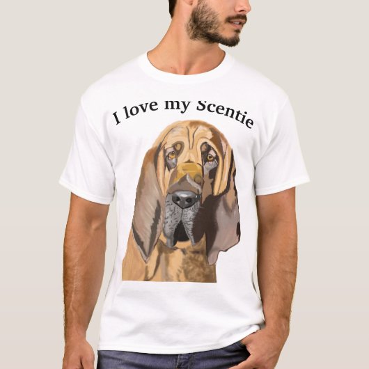 Bloedhond Portret met bewerkbare tekst T-shirt (Voorkant)