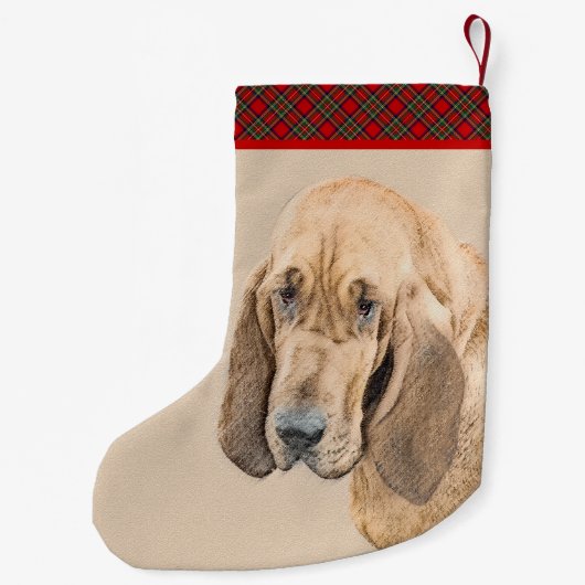 Bloedhond schilderen - Kute Original Dog Art Kleine Kerstsok (Achterkant)