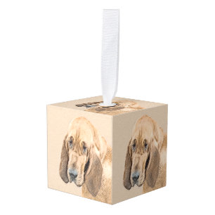Bloedhond schilderen - Kute Original Dog Art Kubus Ornament