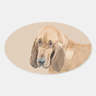 Bloedhond schilderen - Kute Original Dog Art Ovale Sticker