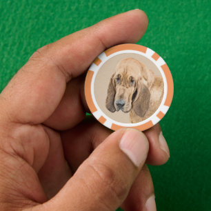 Bloedhond schilderen - Kute Original Dog Art Poker Chips