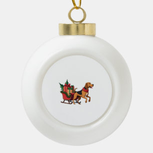 Bloedhond slee trekken keramische bal ornament