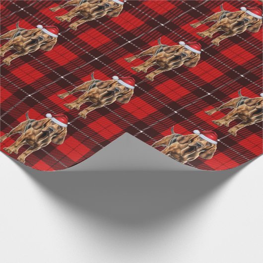 Bloedhond Vakantie Red Plaid Kerstmis Cadeaupapier (Hoek)