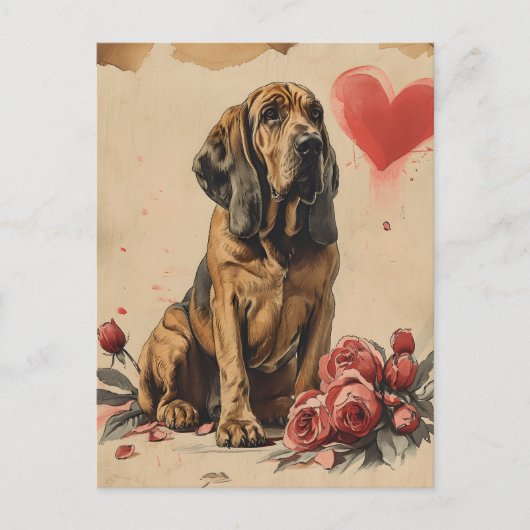 bloedhond Valentijnsdag Briefkaart (Voorkant)